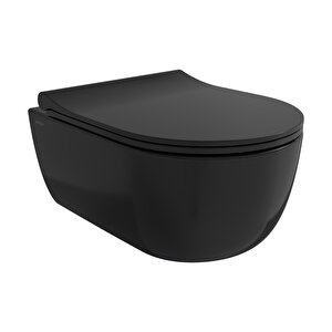 V-tondo Rimless Kapak Dahil Asma Klozet, Kısa, Parlak Siyah 1417-005-0128