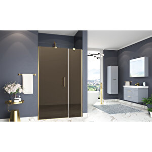 Castilla Temperli 6 Mm Boy Menteşeli Ön Cephe Duşakabin Altın Profil Bronz Reflekte Cam 74 cm