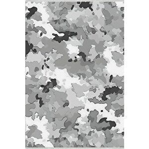 Pamuk Dokuma Taban Halı – Gri; Siyah; Beyaz – Kamuflaj Desen, Makinede Yıkanabilir, Kolay Temizlenebilir, Toz Ve Tüy Tutmaz, Kaymaz, Evcil Hayvan Dostu 80x150 cm