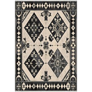 Pamuk Dokuma Taban Halı – Siyah; Bej – Patchwork Desen, Makinede Yıkanabilir, Kolay Temizlenebilir, Toz Ve Tüy Tutmaz, Kaymaz, Evcil Hayvan Dostu 120x180 cm