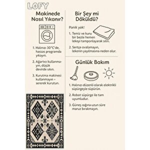 Pamuk Dokuma Taban Halı – Siyah; Bej – Patchwork Desen, Makinede Yıkanabilir, Kolay Temizlenebilir, Toz Ve Tüy Tutmaz, Kaymaz, Evcil Hayvan Dostu