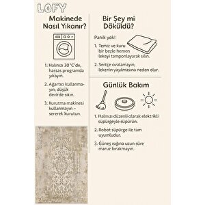 Mutfak Halısı – Bej; Krem – Eskitilmiş Görünümlü Desen, Makinede Yıkanabilir, Kolay Temizlenebilir, Toz Ve Tüy Tutmaz, Kaymaz, Evcil Hayvan Dostu