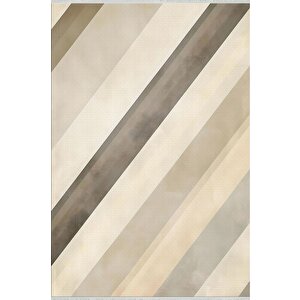 Pamuk Dokuma Taban Halı – Krem; Turuncu; Kahverengi – Floral Desen, Makinede Yıkanabilir, Kolay Temizlenebilir, Toz Ve Tüy Tutmaz, Kaymaz, Evcil Hayvan Dostu 180x270 cm