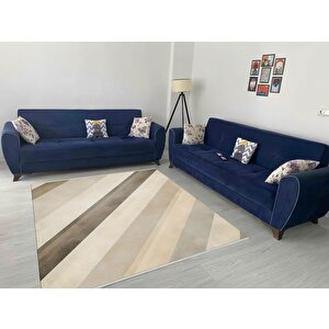 Pamuk Dokuma Taban Halı – Krem; Turuncu; Kahverengi – Floral Desen, Makinede Yıkanabilir, Kolay Temizlenebilir, Toz Ve Tüy Tutmaz, Kaymaz, Evcil Hayvan Dostu