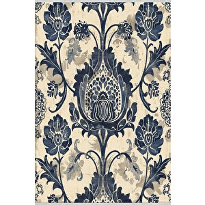 Robot Süpürgeye Uygun Halı – Pamuk Dokuma Taban Halı – Lacivert; Bej; Gri – Geleneksel Floral Tasarım, Makinede Yıkanabilir, Kolay Temizlenebilir, Toz Ve Tüy Tutmaz, Kaymaz, Evcil Hayvan Dostu 180x200 cm