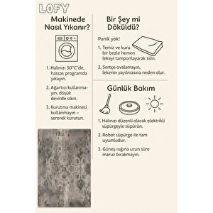 Yıkanabilir Halı – Kahverengi; Krem – Eskitilmiş Görünümlü Tasarım, Makinede Yıkanabilir, Kolay Temizlenebilir, Toz Ve Tüy Tutmaz, Kaymaz, Evcil Hayvan Dostu 120x180 cm
