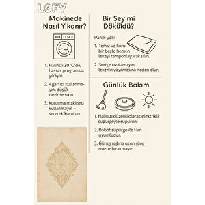 Pamuk Dokuma Taban Halı – Bej; Altın Sarısı – Geleneksel Desen, Makinede Yıkanabilir, Kolay Temizlenebilir, Toz Ve Tüy Tutmaz, Kaymaz, Evcil Hayvan Dostu