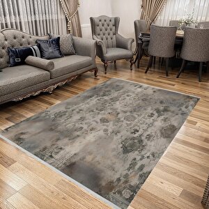 Yıkanabilir Halı – Kahverengi; Krem – Eskitilmiş Görünümlü Tasarım, Makinede Yıkanabilir, Kolay Temizlenebilir, Toz Ve Tüy Tutmaz, Kaymaz, Evcil Hayvan Dostu