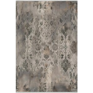 Yıkanabilir Halı – Kahverengi; Krem – Eskitilmiş Görünümlü Tasarım, Makinede Yıkanabilir, Kolay Temizlenebilir, Toz Ve Tüy Tutmaz, Kaymaz, Evcil Hayvan Dostu 80x80 cm