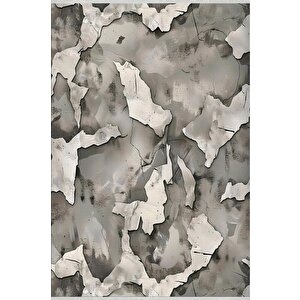 Pamuk Dokuma Taban Halı – Gri; Siyah; Beyaz – Soyut Desen, Makinede Yıkanabilir, Kolay Temizlenebilir, Toz Ve Tüy Tutmaz, Kaymaz, Evcil Hayvan Dostu 80x80 cm