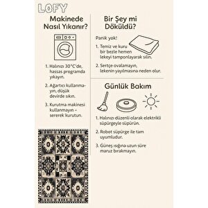 Oturma Odası Halısı – Siyah; Krem – Patchwork Desen, Makinede Yıkanabilir, Kolay Temizlenebilir, Toz Ve Tüy Tutmaz, Kaymaz, Evcil Hayvan Dostu