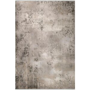 Halı – Kahverengi; Krem – Eskitilmiş Görünümlü Tasarım, Makinede Yıkanabilir, Kolay Temizlenebilir, Toz Ve Tüy Tutmaz, Kaymaz, Evcil Hayvan Dostu 160x350 cm