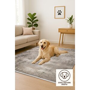 Halı – Kahverengi; Krem – Eskitilmiş Görünümlü Tasarım, Makinede Yıkanabilir, Kolay Temizlenebilir, Toz Ve Tüy Tutmaz, Kaymaz, Evcil Hayvan Dostu 160x230 cm
