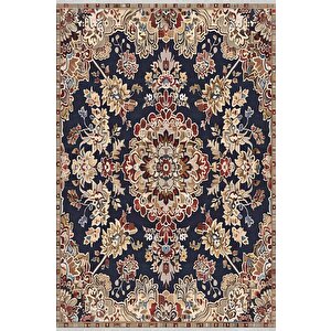 Pamuk Dokuma Taban Halı – Lacivert; Kırmızı; Bej; Kahverengi – Oriental Desen, Makinede Yıkanabilir, Kolay Temizlenebilir, Toz Ve Tüy Tutmaz, Kaymaz, Evcil Hayvan Dostu 150x300 cm