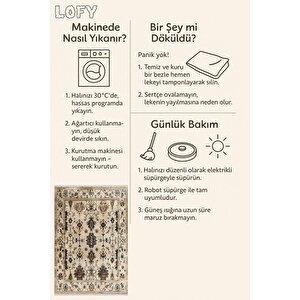 Pamuk Dokuma Taban Halı – Bej; Siyah; Kahverengi – Eskitilmiş Görünümlü Desen, Makinede Yıkanabilir, Kolay Temizlenebilir, Toz Ve Tüy Tutmaz, Kaymaz, Evcil Hayvan Dostu