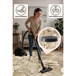 Salon Halısı, Makinede Yıkanabilir, Kolay Temizlenebilir, Toz Ve Tüy Tutmaz, Kaymaz, Evcil Hayvan Dostu, Pamuk Tabanlı Dokuma Taban