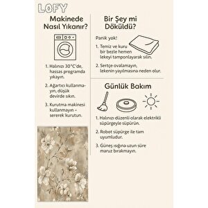 Salon Halısı, Makinede Yıkanabilir, Kolay Temizlenebilir, Toz Ve Tüy Tutmaz, Kaymaz, Evcil Hayvan Dostu, Pamuk Tabanlı Dokuma Taban