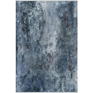 Yıkanabilir Halı – Mavi; Gri – Soyut Desen, Pamuk Dokuma Taban, Kolay Temizlenebilir, Toz Ve Tüy Tutmaz, Kaymaz, Evcil Hayvan Dostu 160x180 cm
