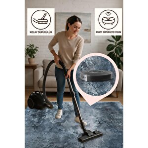 Yıkanabilir Halı – Mavi; Gri – Soyut Desen, Pamuk Dokuma Taban, Kolay Temizlenebilir, Toz Ve Tüy Tutmaz, Kaymaz, Evcil Hayvan Dostu