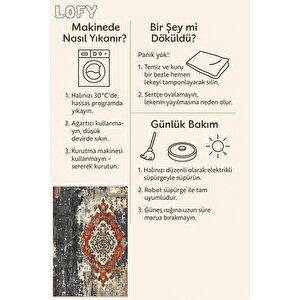 Mutfak Halısı – Kırmızı; Gri; Siyah; Krem – Eskitilmiş Görünümlü Oriental Desen, Makinede Yıkanabilir, Kolay Temizlenebilir, Toz Ve Tüy Tutmaz, Kaymaz, Evcil Hayvan Dostu