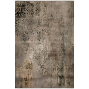 Halı – Kahverengi; Krem – Eskitilmiş Görünümlü Tasarım, Makinede Yıkanabilir, Kolay Temizlenebilir, Toz Ve Tüy Tutmaz, Kaymaz, Evcil Hayvan Dostu 100x180 cm
