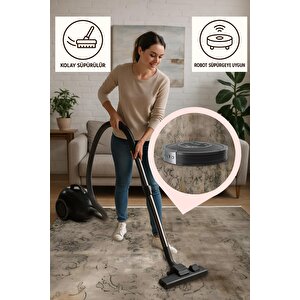 Halı – Kahverengi; Krem – Eskitilmiş Görünümlü Tasarım, Makinede Yıkanabilir, Kolay Temizlenebilir, Toz Ve Tüy Tutmaz, Kaymaz, Evcil Hayvan Dostu 100x180 cm