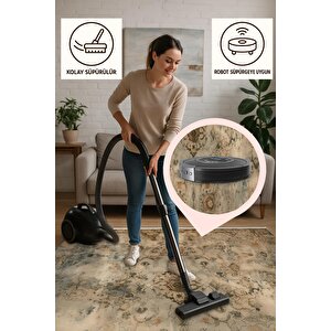 Halı – Kahverengi; Krem – Eskitilmiş Görünümlü Tasarım, Makinede Yıkanabilir, Kolay Temizlenebilir, Toz Ve Tüy Tutmaz, Kaymaz, Evcil Hayvan Dostu