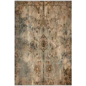 Halı – Kahverengi; Krem – Eskitilmiş Görünümlü Tasarım, Makinede Yıkanabilir, Kolay Temizlenebilir, Toz Ve Tüy Tutmaz, Kaymaz, Evcil Hayvan Dostu 120x270 cm