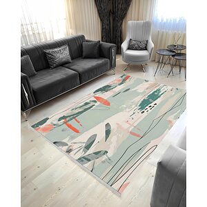 Robot Süpürgeye Uygun Halı – Pamuk Dokuma Taban Halı – Yeşil; Somon; Bej – Modern Fırça Darbeli Tasarım, Makinede Yıkanabilir, Kolay Temizlenebilir, Toz Ve Tüy Tutmaz, Kaymaz, Evcil Hayvan Dostu