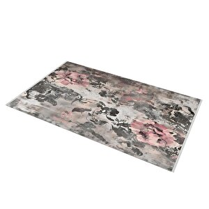 Yıkanabilir Salon Halısı – Gri; Siyah; Pembe – Floral Desen, Makinede Yıkanabilir, Kolay Temizlenebilir, Toz Ve Tüy Tutmaz, Kaymaz, Evcil Hayvan Dostu