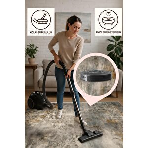 Halı – Kahverengi; Krem – Eskitilmiş Görünümlü Tasarım, Makinede Yıkanabilir, Kolay Temizlenebilir, Toz Ve Tüy Tutmaz, Kaymaz, Evcil Hayvan Dostu 100x100 cm