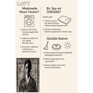 Pamuk Dokuma Taban Halı – Siyah, Gri, Fildişi – Modern Sanatsal Desen, Makinede Yıkanabilir, Kolay Temizlenebilir, Toz Ve Tüy Tutmaz, Kaymaz, Evcil Hayvan Dostu
