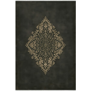 Pamuk Dokuma Taban Halı – Siyah; Altın Sarısı – Geleneksel Desen, Makinede Yıkanabilir, Kolay Temizlenebilir, Toz Ve Tüy Tutmaz, Kaymaz, Evcil Hayvan Dostu 200x350 cm