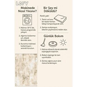 Pamuk Dokuma Taban Halı – Krem; Bej; Açık Kahverengi – Soyut Desen, Makinede Yıkanabilir, Kolay Temizlenebilir, Toz Ve Tüy Tutmaz, Kaymaz, Evcil Hayvan Dostu