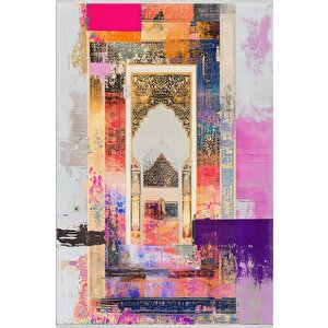 Pamuk Dokuma Taban Halı – Pembe; Mor; Sarı; Mavi; Beyaz – Geometrik Desen, Makinede Yıkanabilir, Kolay Temizlenebilir, Toz Ve Tüy Tutmaz, Kaymaz, Evcil Hayvan Dostu