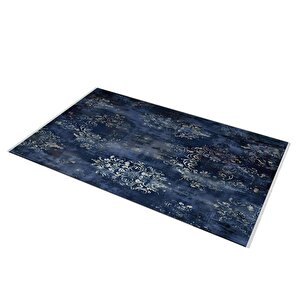 Yıkanabilir Salon Halısı – Lacivert; Bej; Gri – Damask Desen, Makinede Yıkanabilir, Kolay Temizlenebilir, Toz Ve Tüy Tutmaz, Kaymaz, Evcil Hayvan Dostu