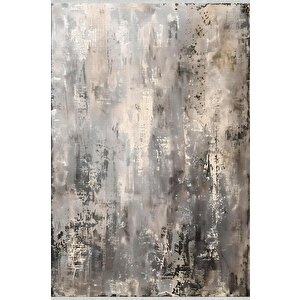 Pamuk Dokuma Taban Halı – Gri; Bej; Krem – Soyut Desen, Makinede Yıkanabilir, Kolay Temizlenebilir, Toz Ve Tüy Tutmaz, Kaymaz, Evcil Hayvan Dostu 150x150 cm