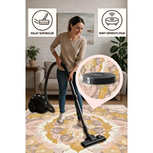 Salon Halısı, Makinede Yıkanabilir, Kolay Temizlenebilir, Toz Ve Tüy Tutmaz, Kaymaz, Evcil Hayvan Dostu, Pamuk Tabanlı Dokuma Taban