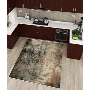 Halı – Kahverengi; Krem – Eskitilmiş Görünümlü Tasarım, Makinede Yıkanabilir, Kolay Temizlenebilir, Toz Ve Tüy Tutmaz, Kaymaz, Evcil Hayvan Dostu