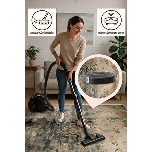 Halı – Kahverengi; Krem – Eskitilmiş Görünümlü Tasarım, Makinede Yıkanabilir, Kolay Temizlenebilir, Toz Ve Tüy Tutmaz, Kaymaz, Evcil Hayvan Dostu 160x350 cm