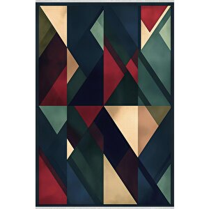 Pamuk Dokuma Taban Halı – Lacivert; Kırmızı; Yeşil; Sarı – Geometrik Desen, Makinede Yıkanabilir, Kolay Temizlenebilir, Toz Ve Tüy Tutmaz, Kaymaz, Evcil Hayvan Dostu