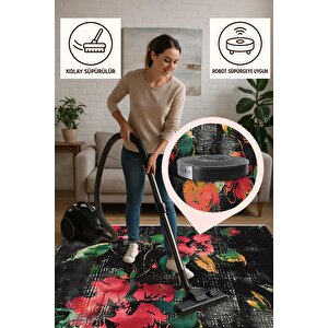 Salon Halısı, Pamuk Dokuma Taban – Makinede Yıkanabilir, Kolay Temizlenebilir, Toz Ve Tüy Tutmaz, Kaymaz, Evcil Hayvan Dostu