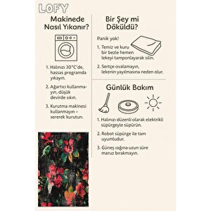 Salon Halısı, Pamuk Dokuma Taban – Makinede Yıkanabilir, Kolay Temizlenebilir, Toz Ve Tüy Tutmaz, Kaymaz, Evcil Hayvan Dostu