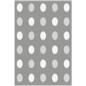 Pamuk Dokuma Taban Halı – Gri; Beyaz – Puantiyeli Desen, Makinede Yıkanabilir, Kolay Temizlenebilir, Toz Ve Tüy Tutmaz, Kaymaz, Evcil Hayvan Dostu 100x100 cm