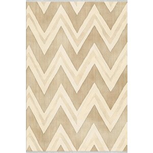 Mutfak Halısı – Bej; Kahverengi – Zigzag Desen, Makinede Yıkanabilir, Kolay Temizlenebilir, Toz Ve Tüy Tutmaz, Kaymaz, Evcil Hayvan Dostu 200x350 cm