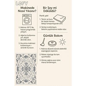 Pamuk Dokuma Taban Halı – Gri; Beyaz – Geometrik Desen, Makinede Yıkanabilir, Kolay Temizlenebilir, Toz Ve Tüy Tutmaz, Kaymaz, Evcil Hayvan Dostu