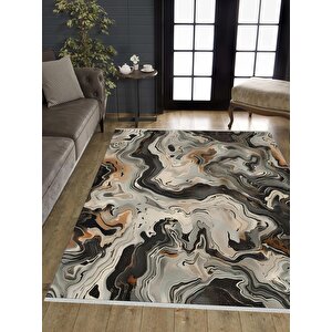Pamuk Dokuma Taban Halı – Siyah; Gri; Bej; Kahverengi – Mermer Desen, Makinede Yıkanabilir, Kolay Temizlenebilir, Toz Ve Tüy Tutmaz, Kaymaz, Evcil Hayvan Dostu