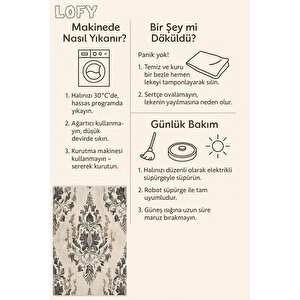 Mutfak Halısı – Bej; Siyah; Gri – Barok Desen, Makinede Yıkanabilir, Kolay Temizlenebilir, Toz Ve Tüy Tutmaz, Kaymaz, Evcil Hayvan Dostu