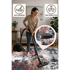 Pamuk Dokuma Taban Halı – Siyah; Beyaz; Kırmızı; Gri – Eskitilmiş Görünümlü Tasarım, Makinede Yıkanabilir, Kolay Temizlenebilir, Toz Ve Tüy Tutmaz, Kaymaz, Evcil Hayvan Dostu