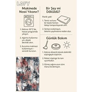 Pamuk Dokuma Taban Halı – Siyah; Beyaz; Kırmızı; Gri – Eskitilmiş Görünümlü Tasarım, Makinede Yıkanabilir, Kolay Temizlenebilir, Toz Ve Tüy Tutmaz, Kaymaz, Evcil Hayvan Dostu